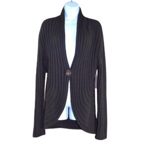 Jones New York Wool Blend Cardigan Sweater Coco Chocolate Brown Size XL